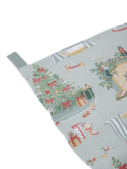 Sophie Allport Cosy Christmas Cotton Tea Towel, Dusty Blue - view 2, Green