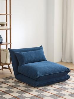 John Lewis ANYDAY Nod Chair Bed, Navy Cord - view 2, Navy Cord