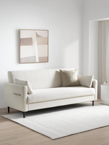 John Lewis Polly 3 Seater Sofa Bed, Dark Leg, Natural - view 2, Natural