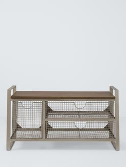 John Lewis Mesh and Mango Wood Shoe Bench, Grey Smoke - view 2, Grey Smoke
