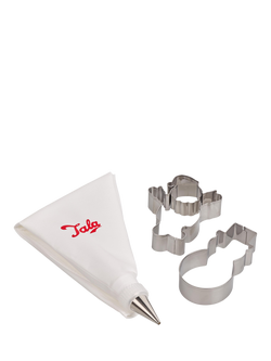 Tala Father Christmas & Snowman Cookie Cutter & Icing Bag Set - view 2, Red/Silver