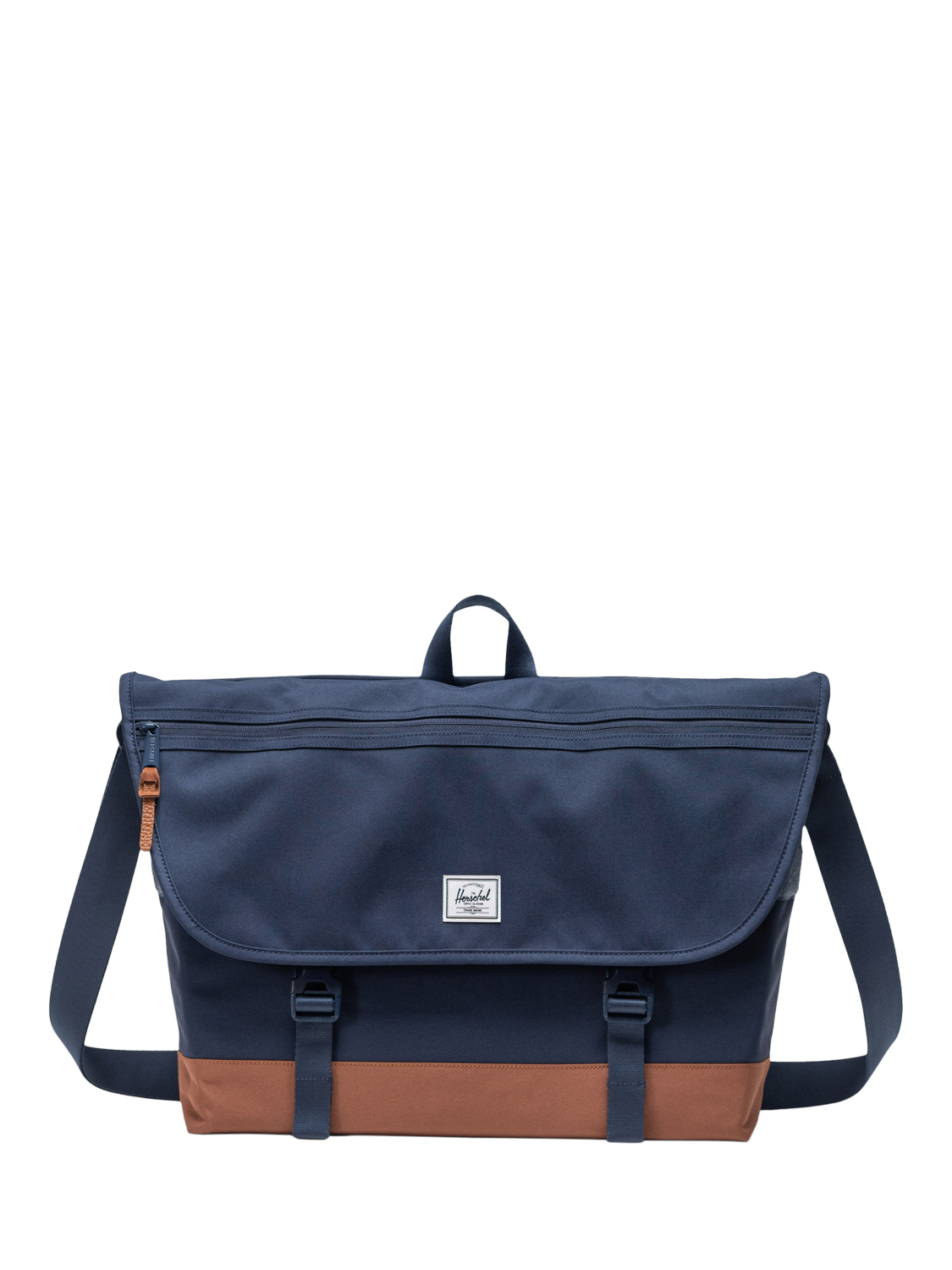 Product image 1 of 4, which shows Herschel Supply Co. Cove Messenger Bag, Navy/Saddle Brown