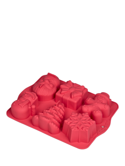 Tala Mini Christmas Cake Silicone Mould, 6 Cup, Red