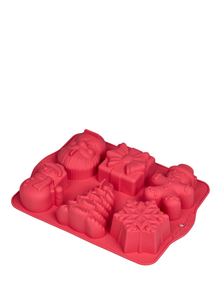 Tala Mini Christmas Cake Silicone Mould, 6 Cup, Red