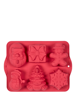 Tala Mini Christmas Cake Silicone Mould, 6 Cup - view 2, Red