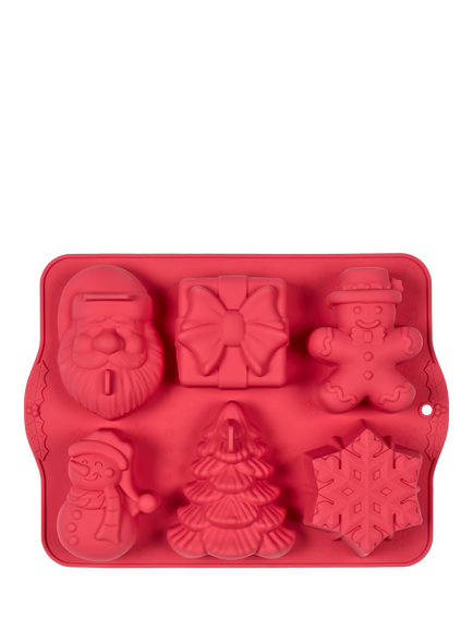 Tala Mini Christmas Cake Silicone Mould, 6 Cup - view 2, Red