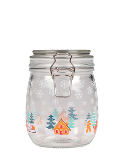 Tala Christmas Gingerbread Glass Storage Jar, 750ml - view 2, White/Multi