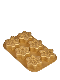 Tala Mini Christmas Snowflake Cake Silicone Mould, 6 Cup, Gold