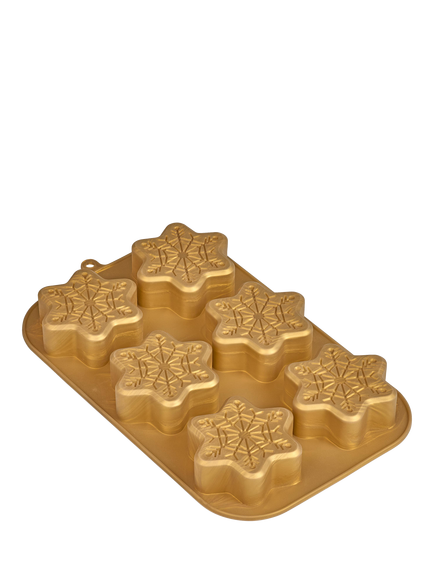 Tala Mini Christmas Snowflake Cake Silicone Mould, 6 Cup, Gold