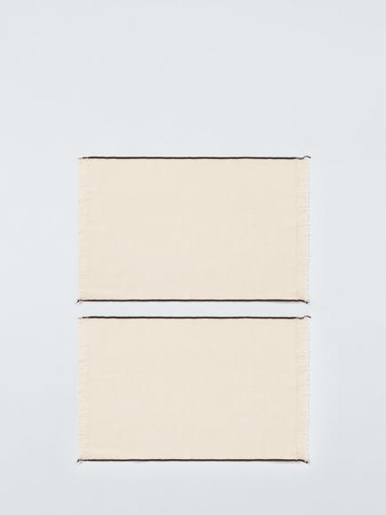 John Lewis Farmhouse Fringe Edge Cotton Placemat, Set of 2, Cocoa, 