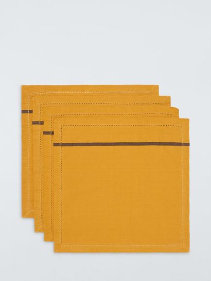 John Lewis Farmhouse Stripe Cotton Napkin, Set of 4, Auburn, 