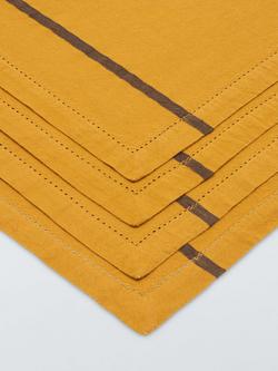 John Lewis Farmhouse Stripe Cotton Napkin, Set of 4, Auburn - view 2, 