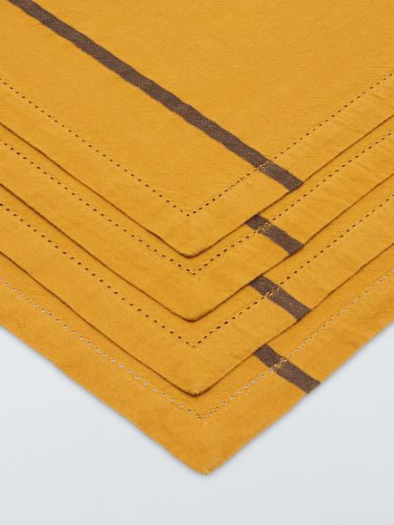 John Lewis Farmhouse Stripe Cotton Napkin, Set of 4, Auburn - view 2, 