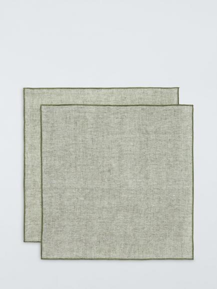 John Lewis Farmhouse Linen Napkin, Set of 2, Avocado, 
