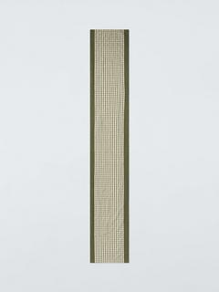 John Lewis Farmhouse Dobby Check Cotton Table Runner, 250cm, Avocado