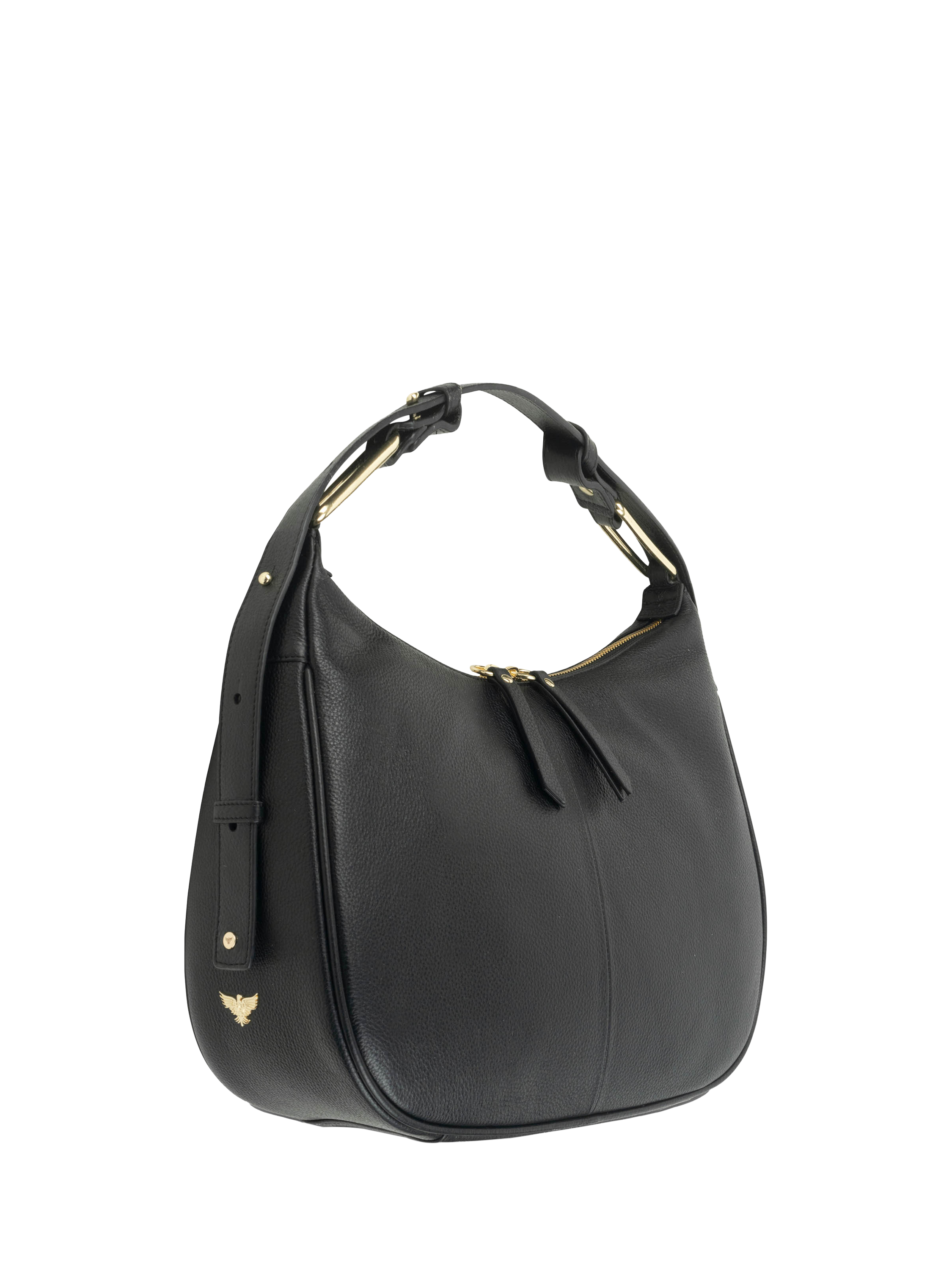 Product image 2 of 7, which shows Apatchy London Charlie Leather Shoulder Bag, Black