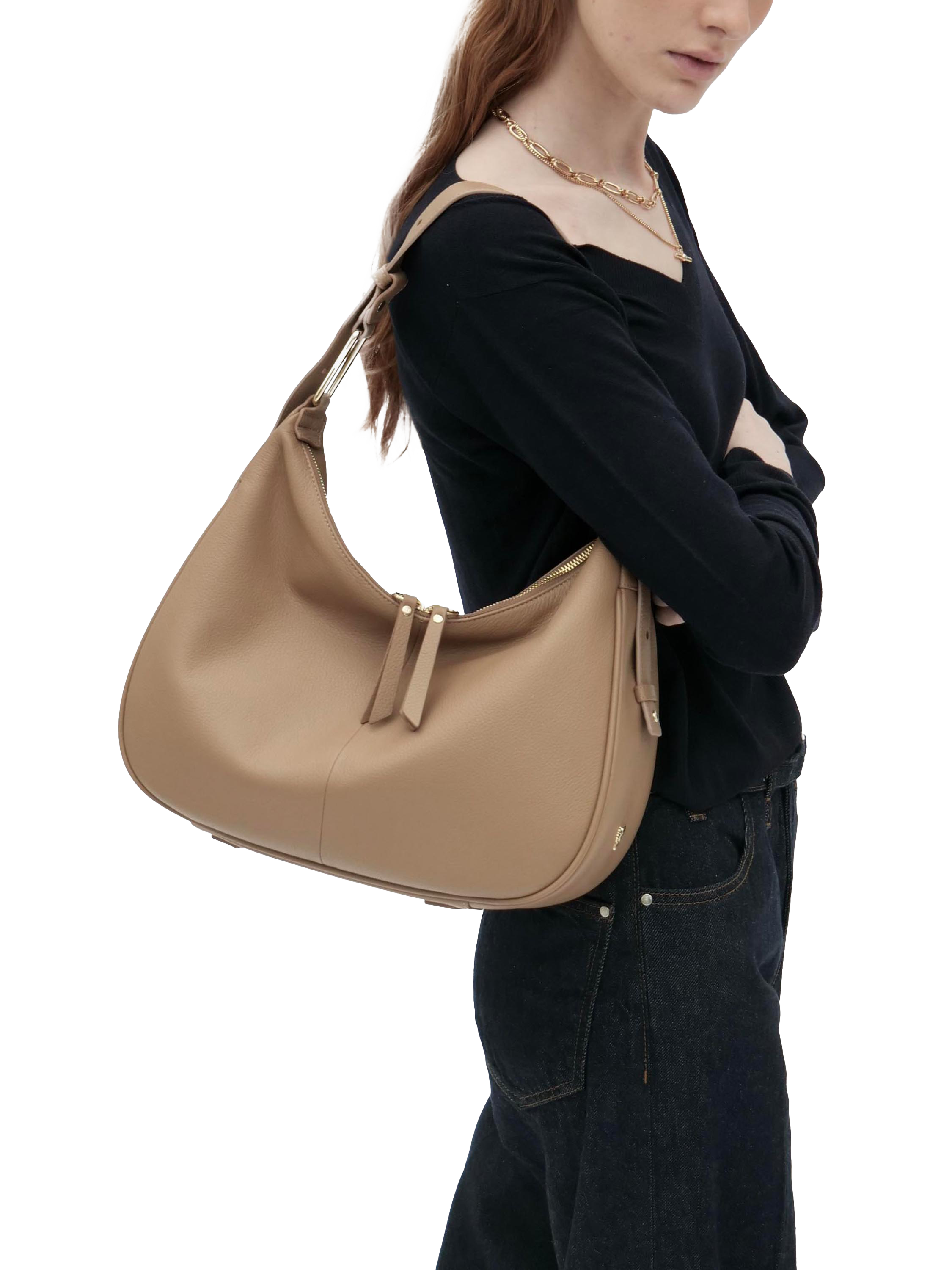 Product image 5 of 7, which shows Apatchy London Charlie Leather Shoulder Bag, Camel