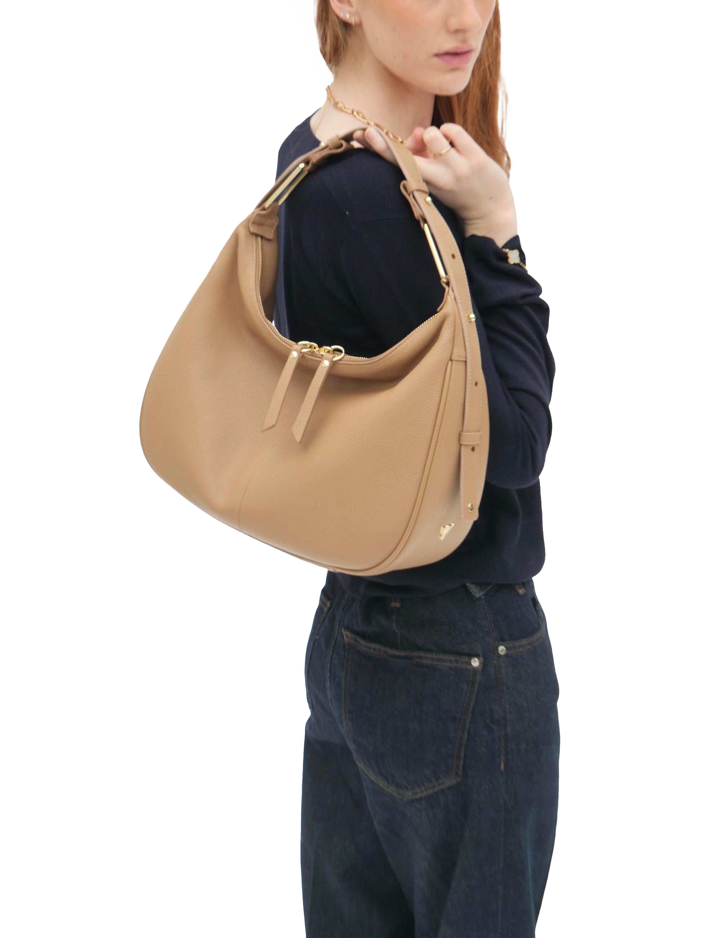 Product image 6 of 7, which shows Apatchy London Charlie Leather Shoulder Bag, Camel