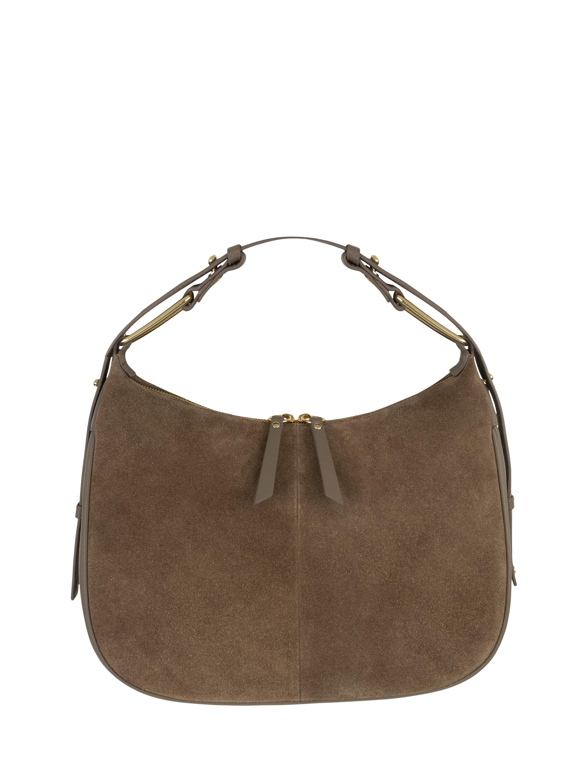 Product image 1 of 6, which shows Apatchy London Charlie Suede Shoulder Bag, Mushroom
