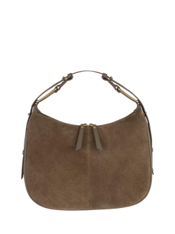 Apatchy London Charlie Suede Shoulder Bag, Mushroom
