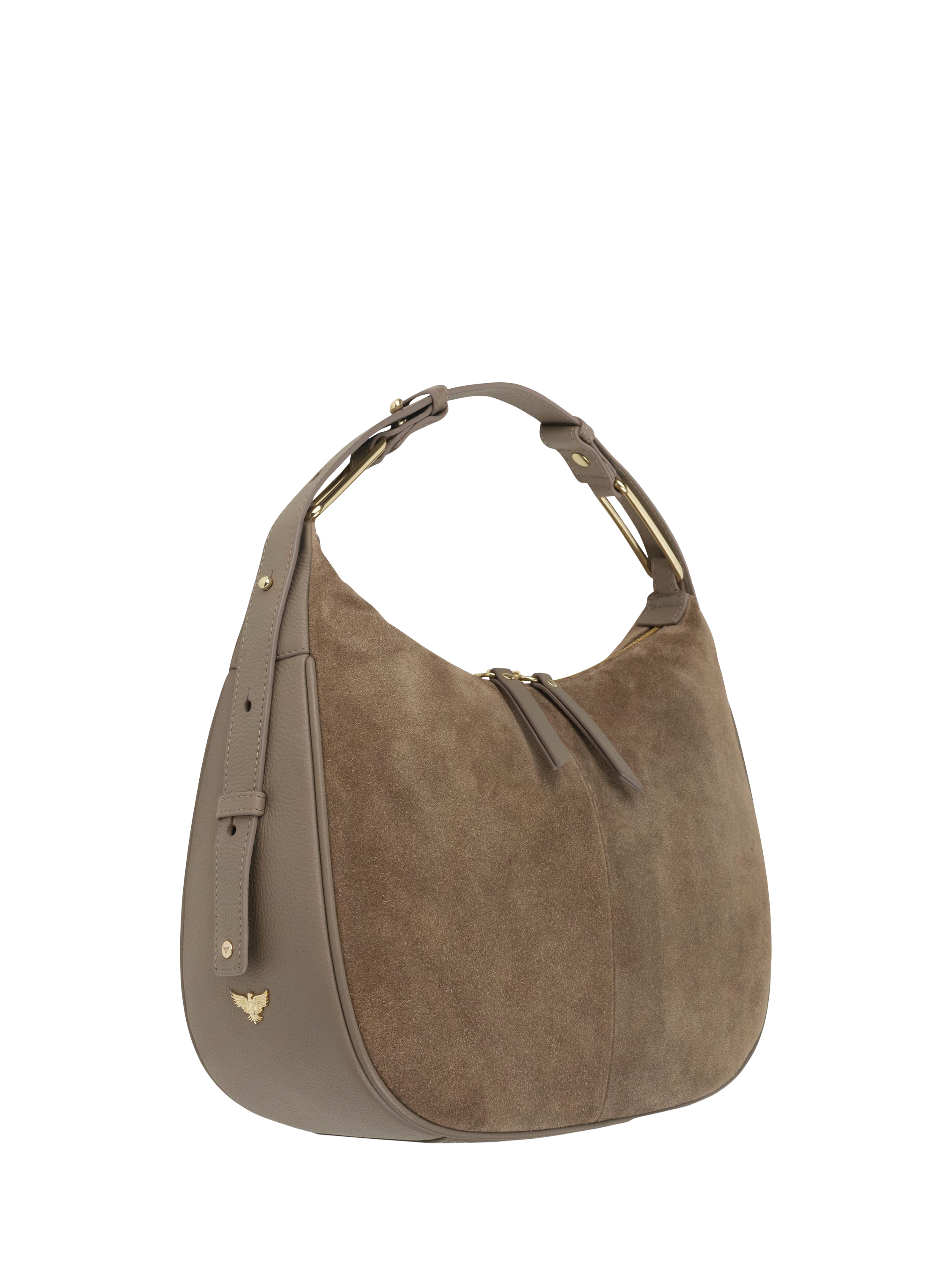 Product image 2 of 6, which shows Apatchy London Charlie Suede Shoulder Bag, Mushroom