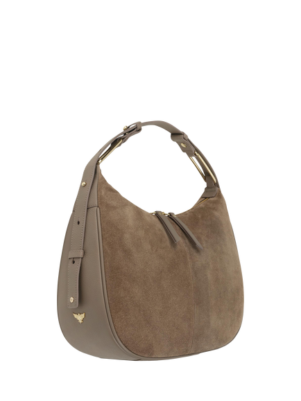 Apatchy London Charlie Suede Shoulder Bag - view 2, Mushroom