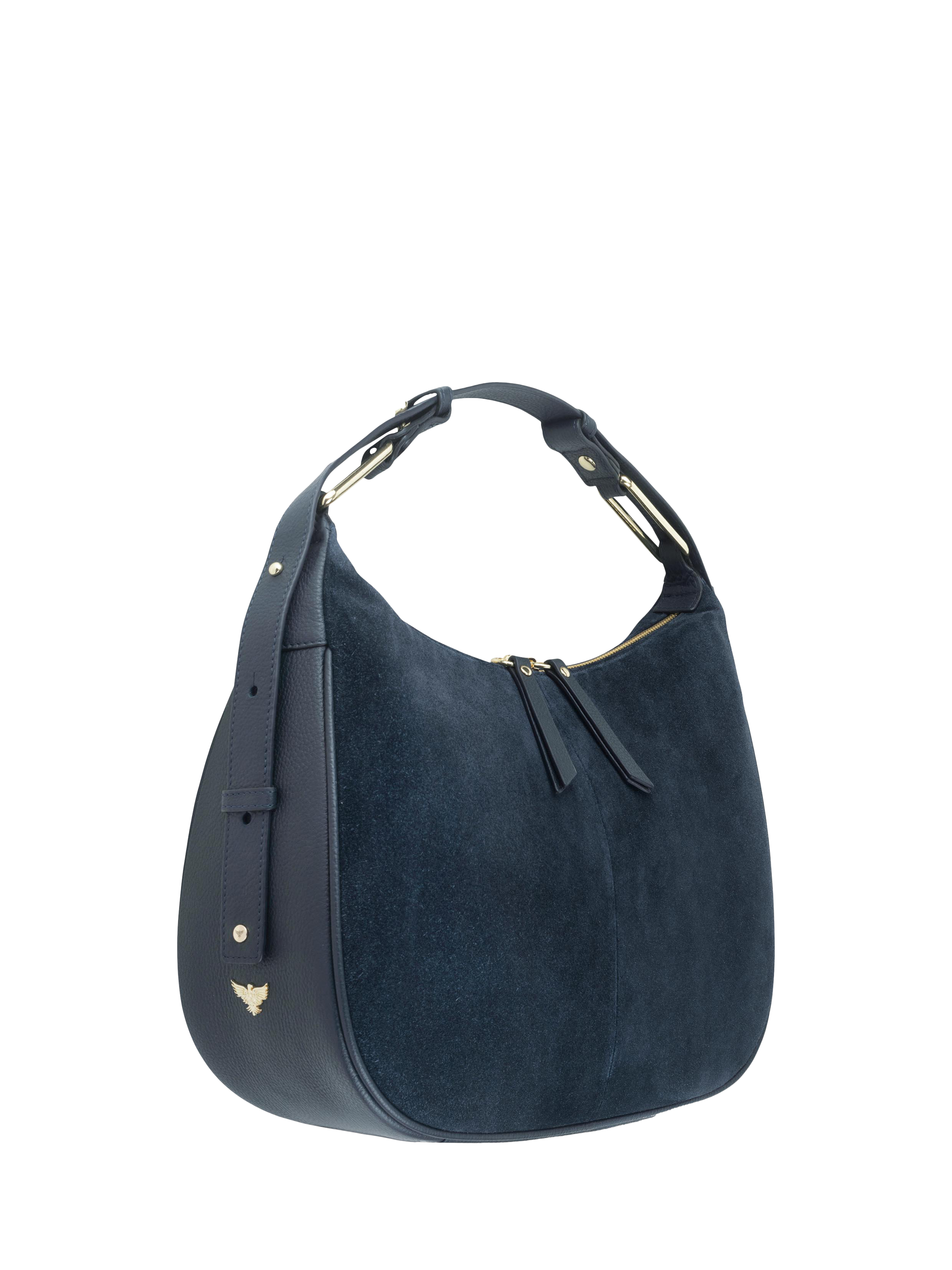Product image 2 of 6, which shows Apatchy London Charlie Suede Shoulder Bag, Navy