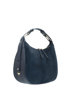 Apatchy London Charlie Suede Shoulder Bag - view 2, Navy