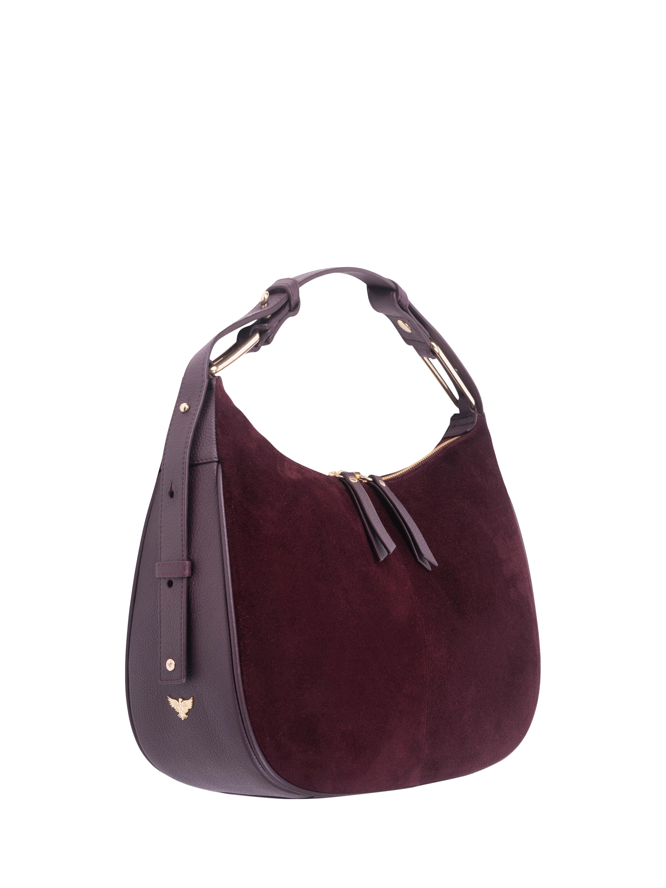 Product image 2 of 6, which shows Apatchy London Charlie Suede Shoulder Bag, Port