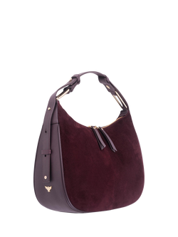 Apatchy London Charlie Suede Shoulder Bag - view 2, Port