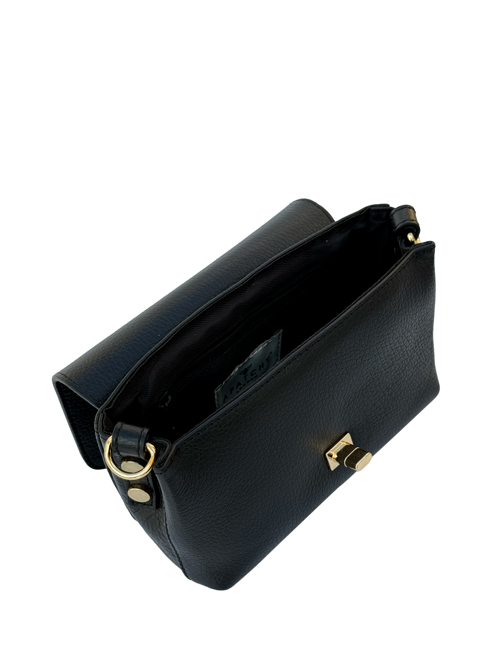 Product image 2 of 7, which shows Apatchy London Leather The Maisie Crossbody Bag, Black