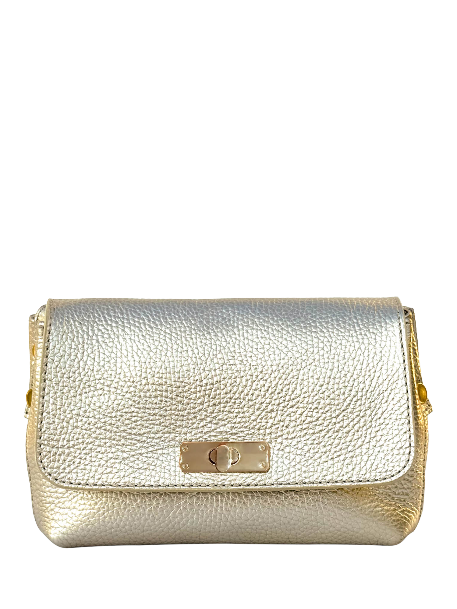 Product image 1 of 6, which shows Apatchy London Leather The Maisie Crossbody Bag, Gold
