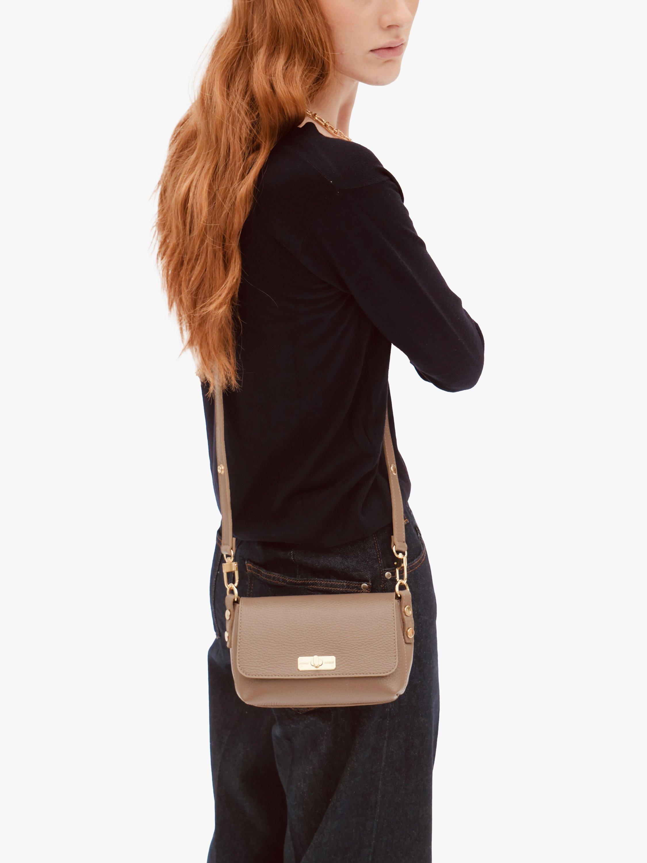 Product image 7 of 7, which shows Apatchy London Leather The Maisie Crossbody Bag, Mink