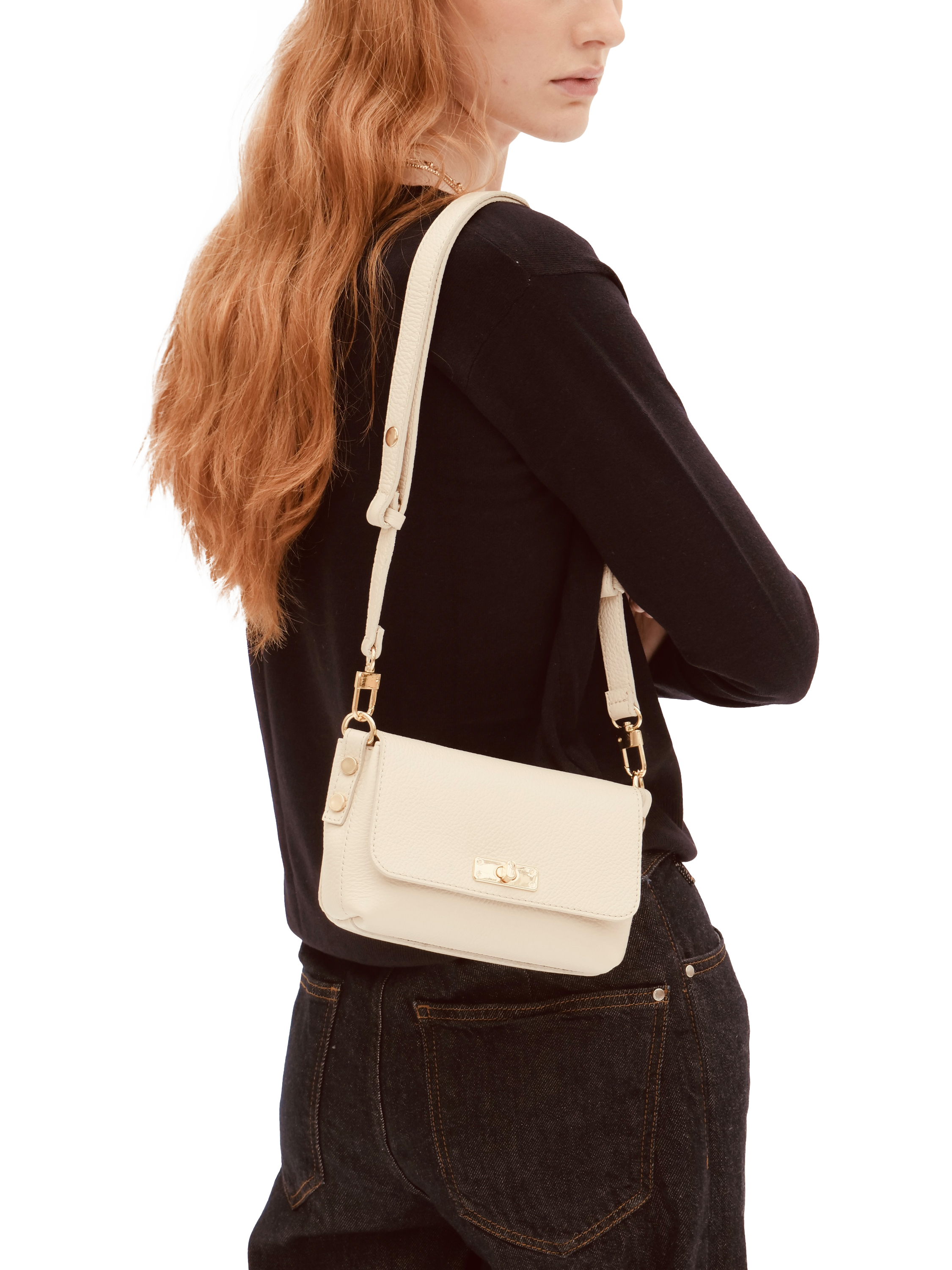 Product image 6 of 7, which shows Apatchy London Leather The Maisie Crossbody Bag, Stone