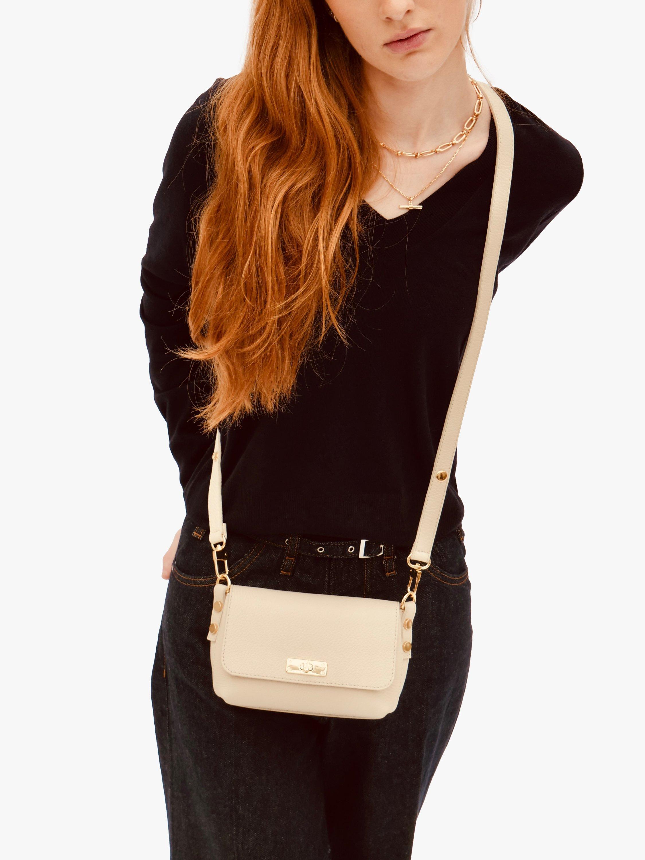 Product image 7 of 7, which shows Apatchy London Leather The Maisie Crossbody Bag, Stone