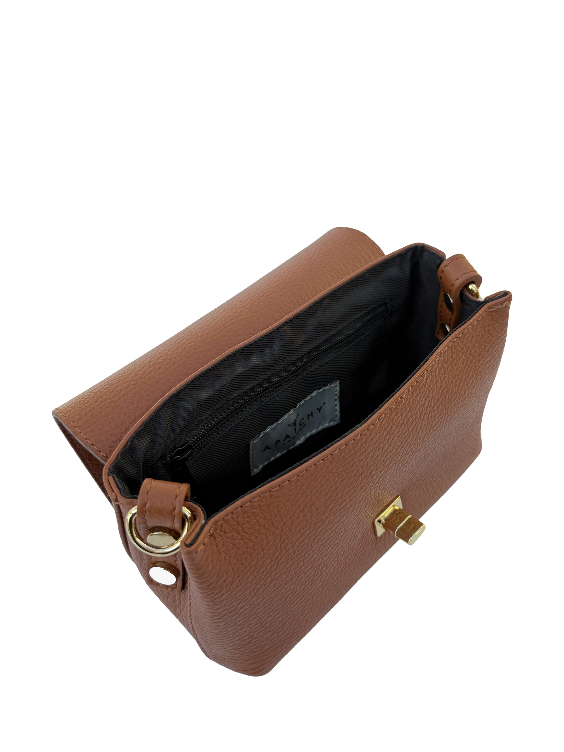 Product image 2 of 6, which shows Apatchy London Leather The Maisie Crossbody Bag, Tan