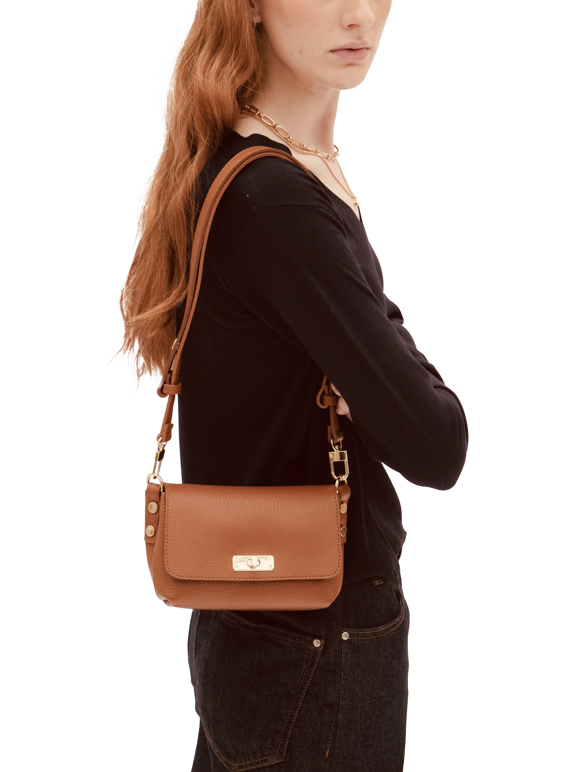 Product image 6 of 6, which shows Apatchy London Leather The Maisie Crossbody Bag, Tan