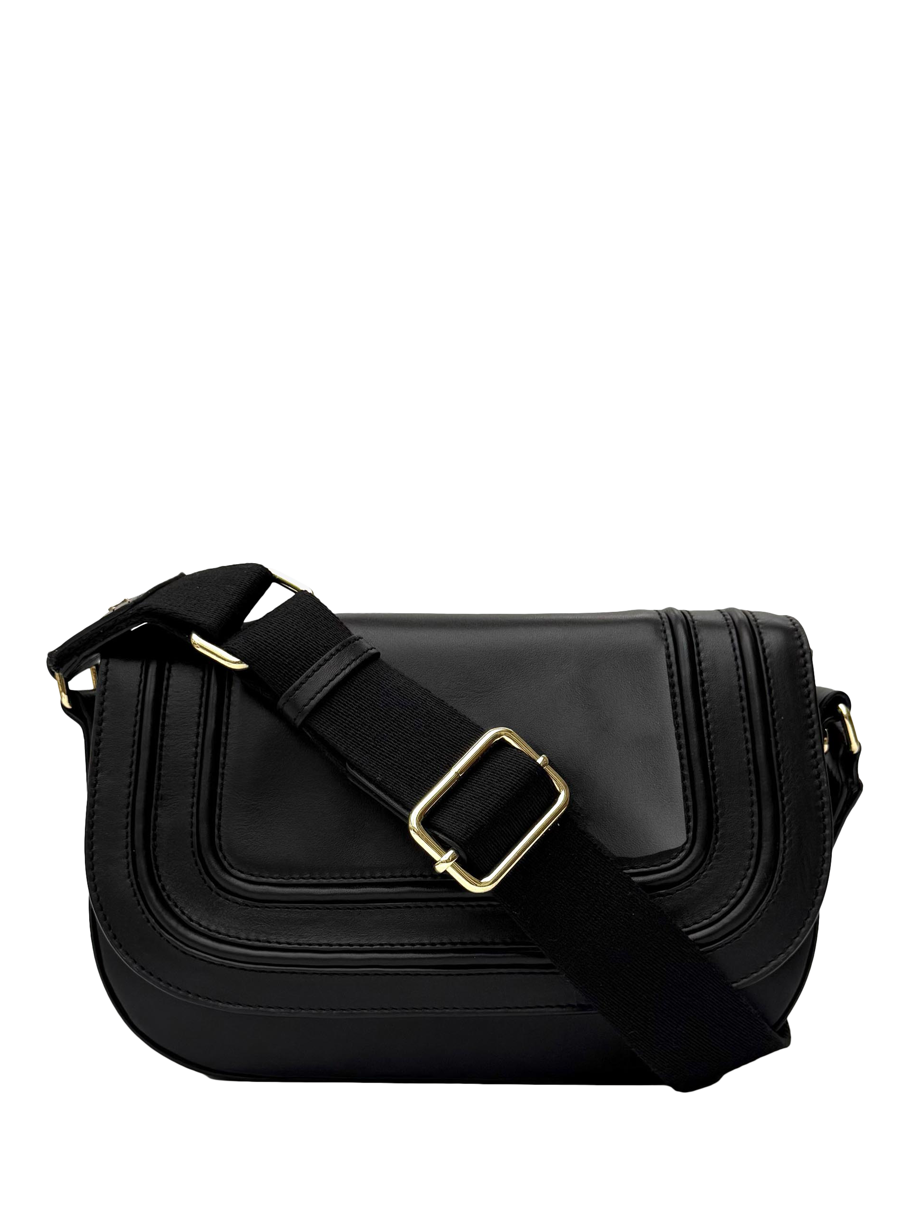 Product image 2 of 8, which shows Apatchy London The Mimi Midi Leather Cross Body Bag, Black