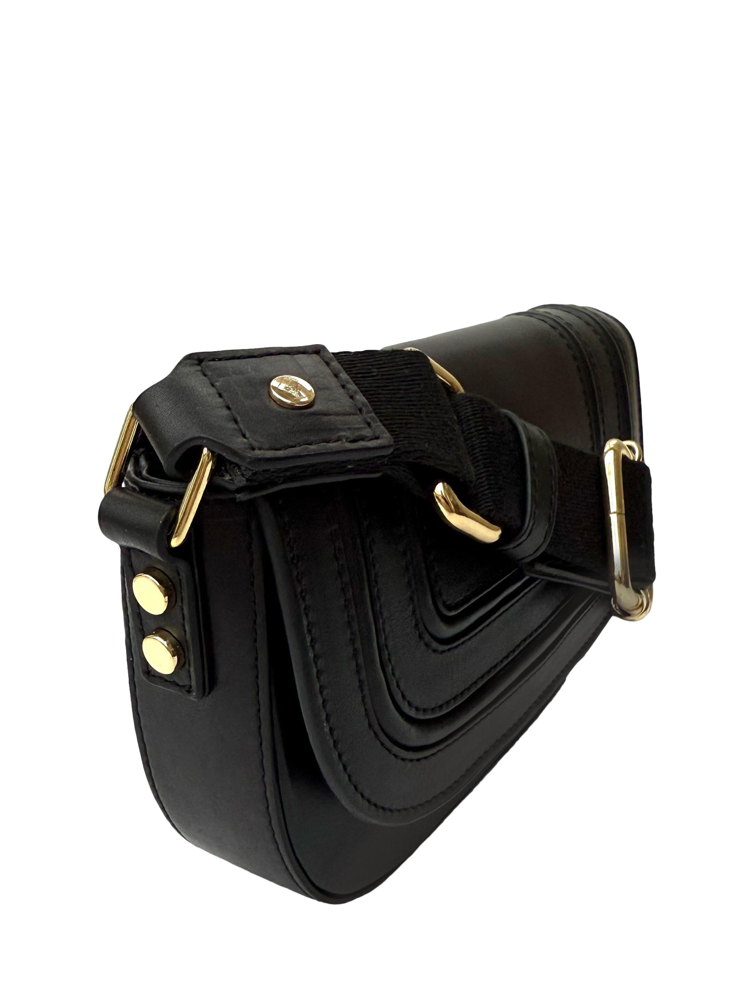 Product image 3 of 8, which shows Apatchy London The Mimi Midi Leather Cross Body Bag, Black
