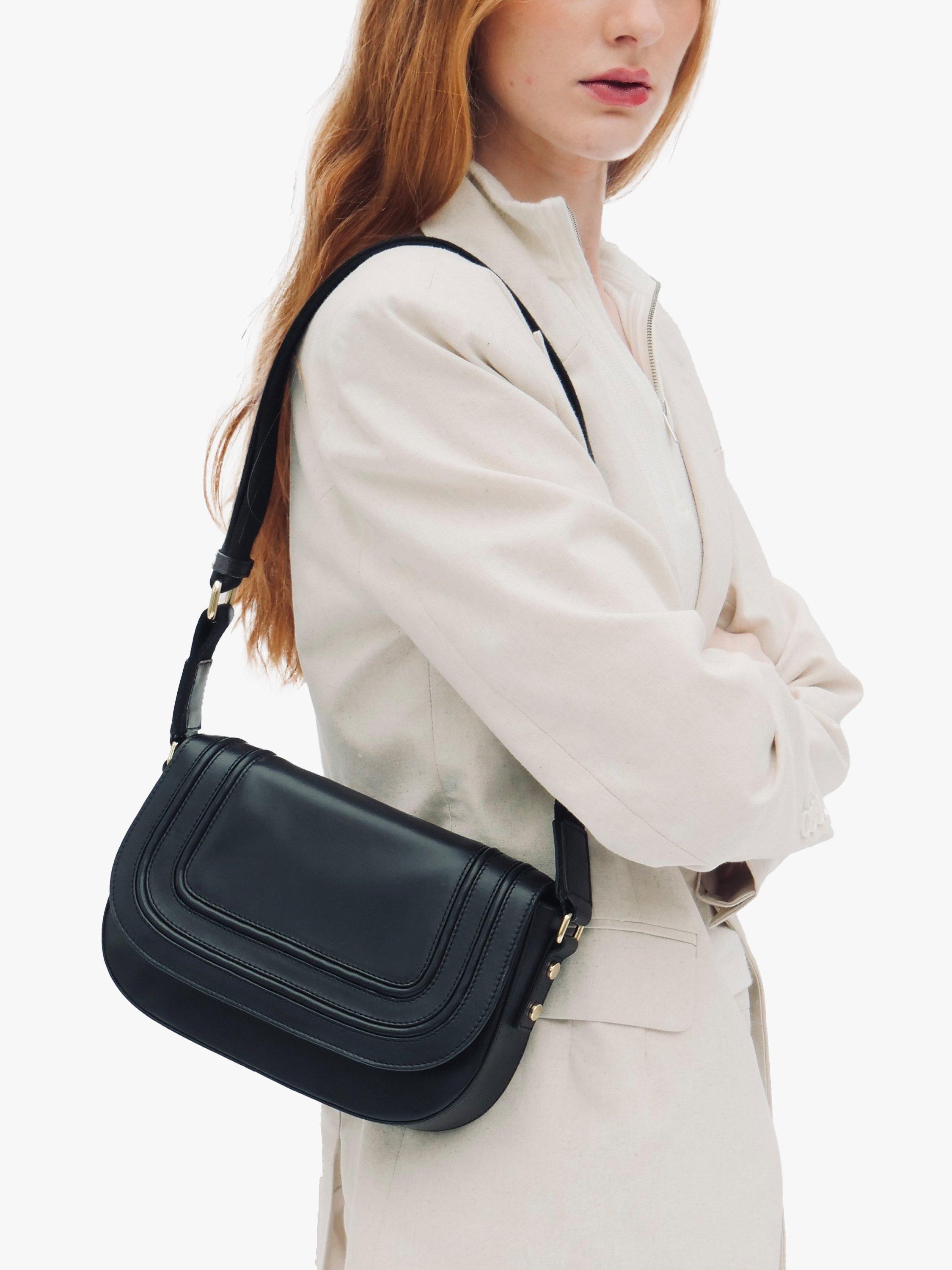 Product image 8 of 8, which shows Apatchy London The Mimi Midi Leather Cross Body Bag, Black