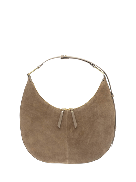 Apatchy London Nora Suede Leather Shoulder Bag, Mushroom