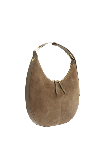 Apatchy London Nora Suede Leather Shoulder Bag - view 2, Mushroom