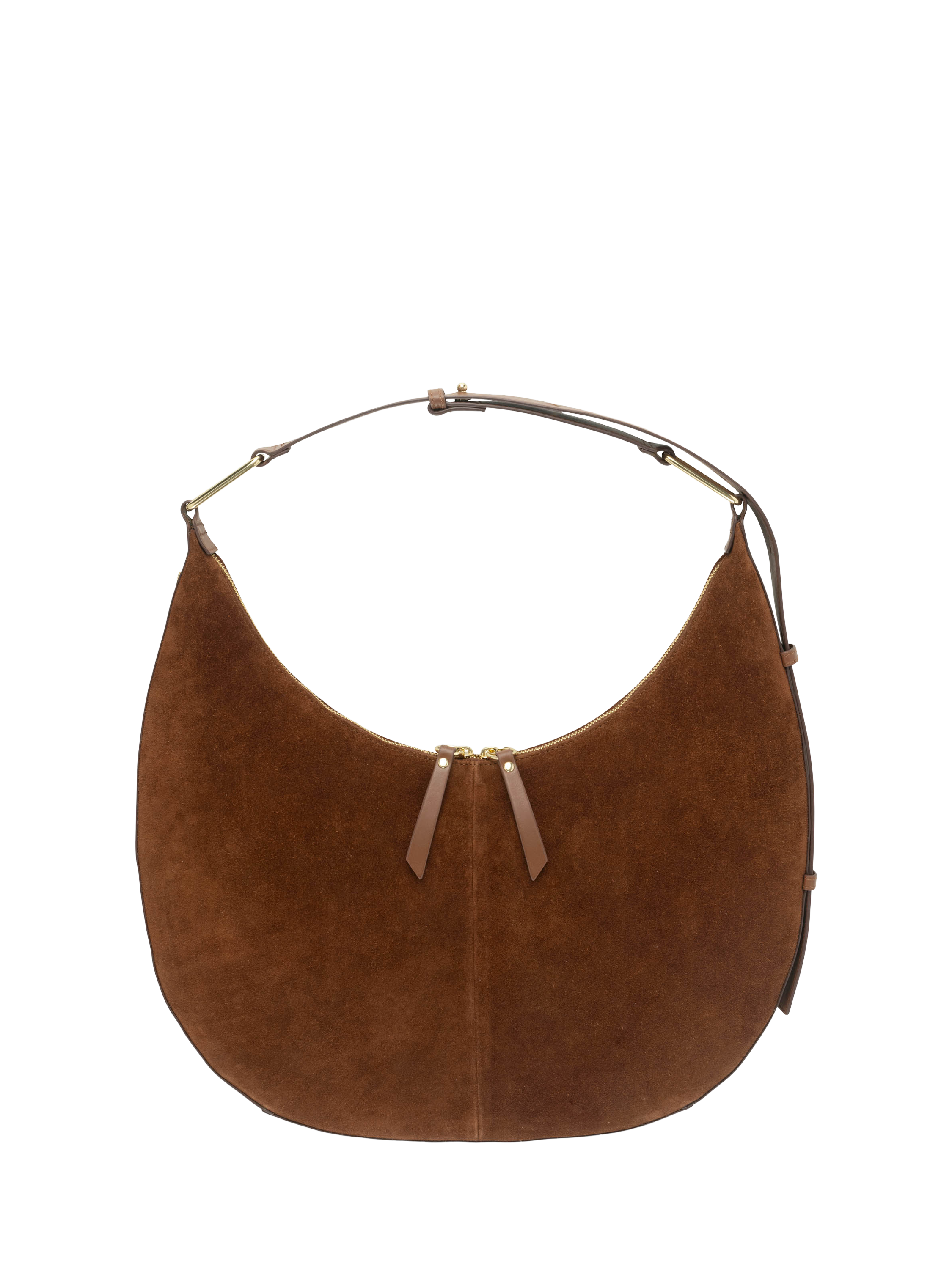 Product image 1 of 5, which shows Apatchy London Nora Suede Leather Shoulder Bag, Tan