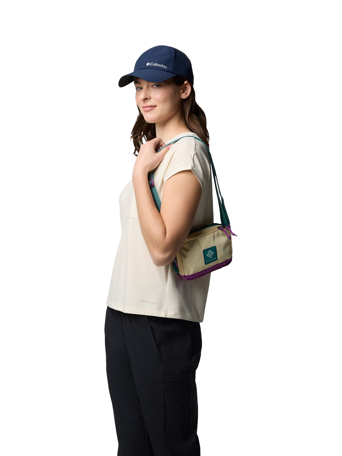 Product image 3 of 3, which shows Columbia Trail Traveler Crossbody Bag, Lemon Wash/Razzle