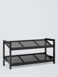 Poly Rattan and Bamboo 2 Tier Shoe Rack, Black