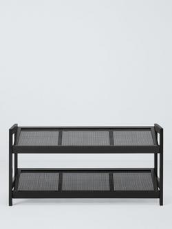Poly Rattan and Bamboo 2 Tier Shoe Rack, Black - view 2, 