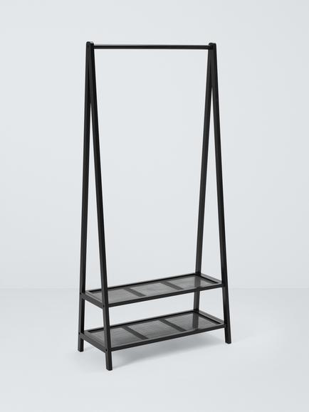 John Lewis Poly Rattan and Bamboo Clothes Rail, Black, 
