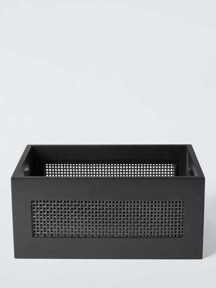 John Lewis Poly Rattan and Bamboo Storage Box, Black - view 2, 