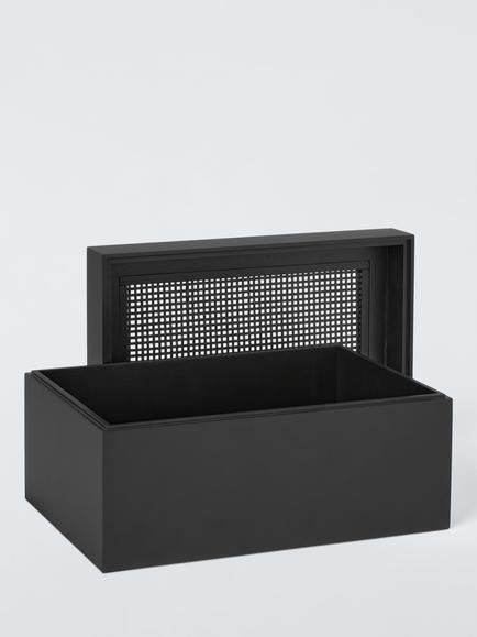 Poly Rattan and Bamboo Storage Box, Black - view 2, 