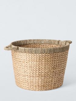 John Lewis Seagrass Rim Bulrush Round Storage Basket, Natural, 